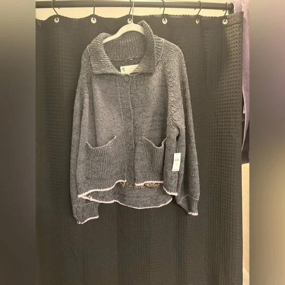 Anthropologie The Jesse Dog Icon Cardigan Sweater Pilcro XL French Bulldog NWT - Picture 5 of 8